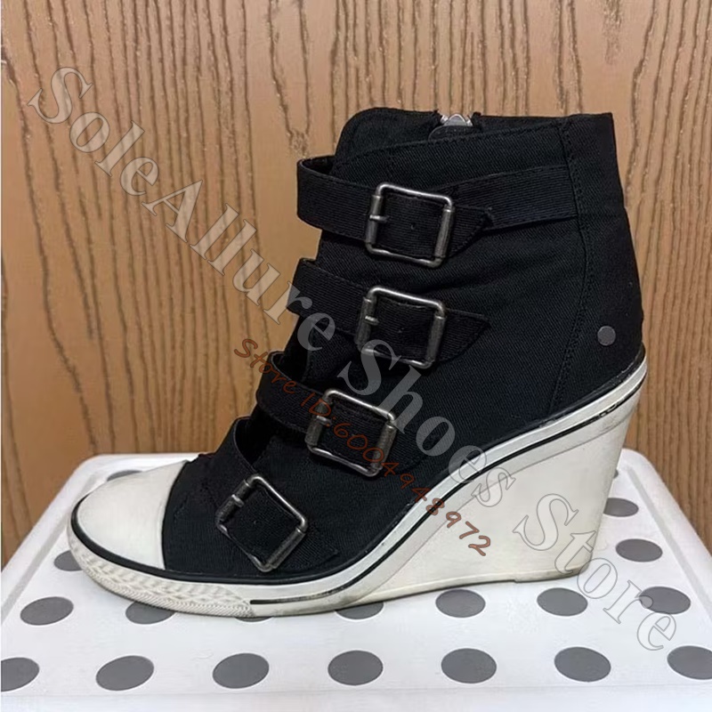 รองเท้าผ้าใบหุ้มข้อสีเทาแบบมีห - Wedge Espadrille Women บทวิจารณ์และราคา